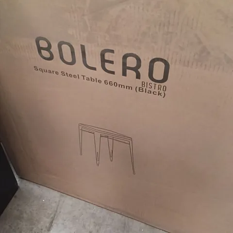 BOXED BOLERO BISTRO SQUARE STAINLESS STEEL TABLE 660MM - BLACK 