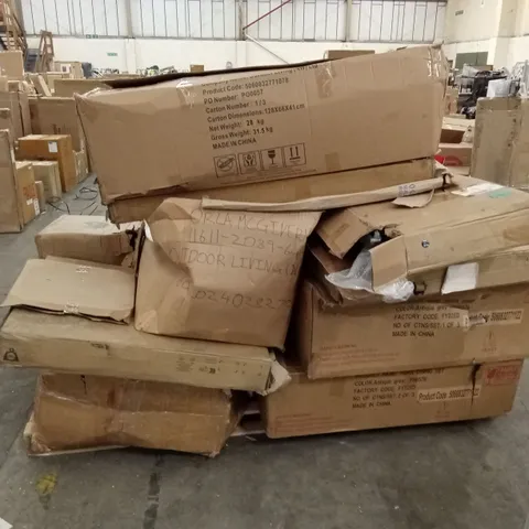 PALLET OF ASSORTED INCOMPLETE GARDEN AND OUTDOOR FURNITURE PARTS AND PIECES