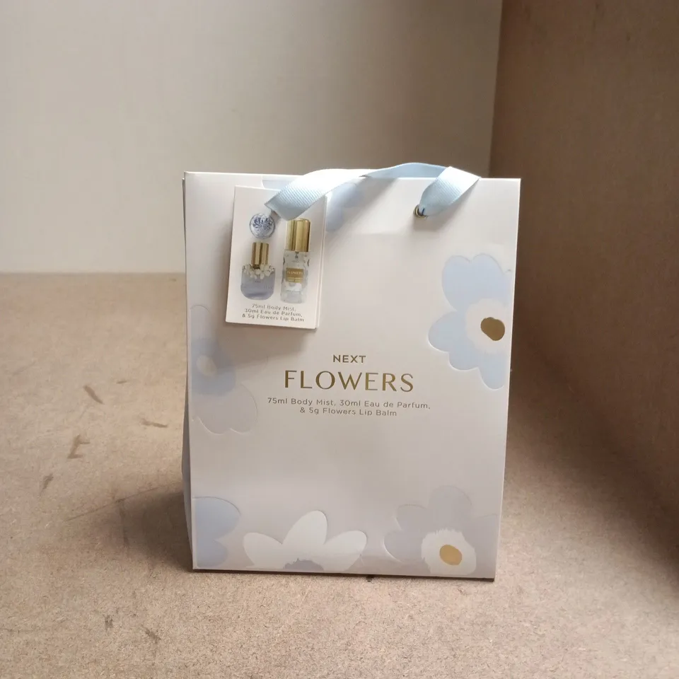 BOX OF APPROXIMATELY 10 ASSORTED BEAUTY PRODUCTS INCLUDING NEXT FLOWERS BODY MIST, EAU DE PARFUM AND LIB BALM, BOOTS BABY WIPES AND WISDOM CLEAN BETWEEN BRUSHES