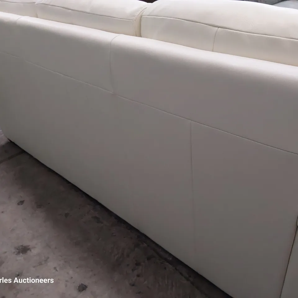 QUALITY ITALIAN DESIGNER ADRIANO THREE SEATER SOFA WHITE LEATHER 