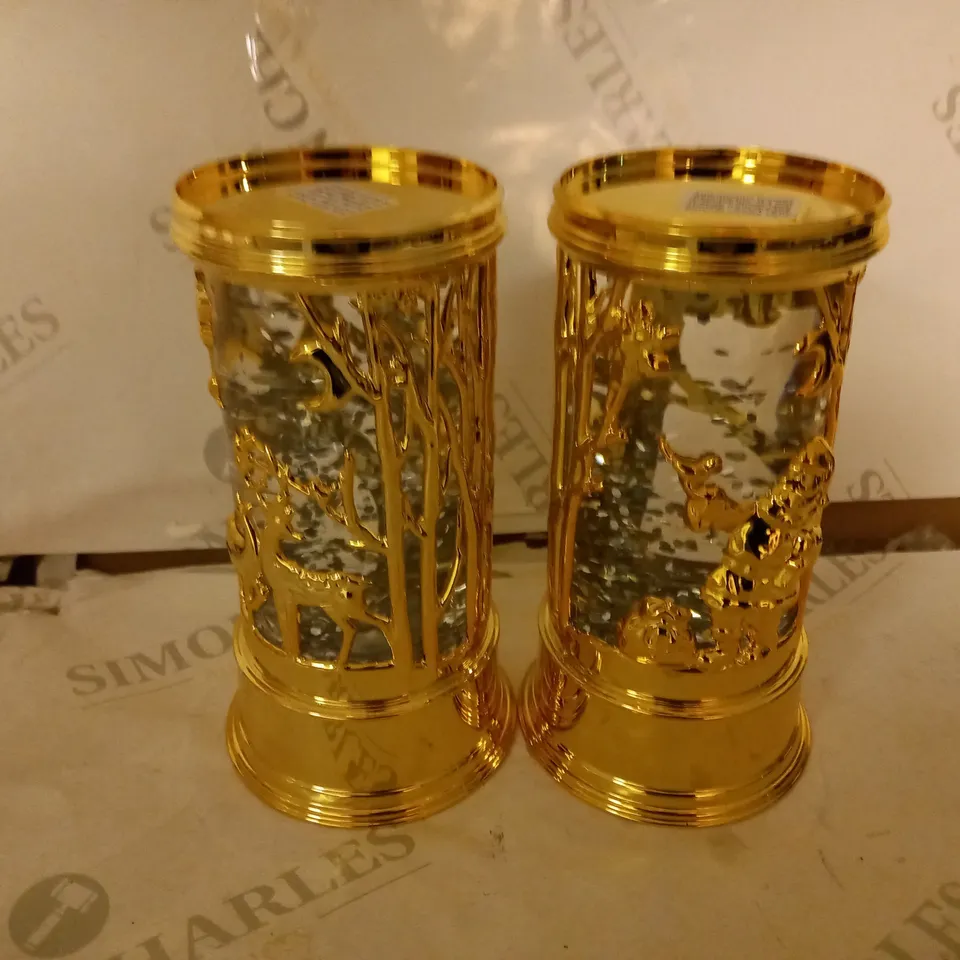 HOME REFLECTIONS PAIR OF PRELIT SWIRLING GLITTER SCENIC PILLARS