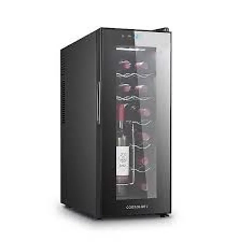 BOXED COOKOLOGY CWTE12BK 12 BOTTLE FREESTANDING WINE COOLER 26CM – BLACK