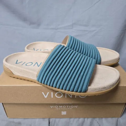 BOXED VIONIC EVIE KNIT SLIDE SANDALS – BLUE, UK 6