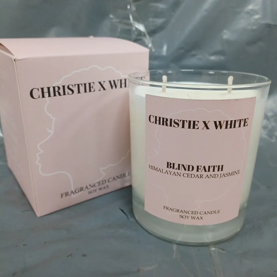 CHRISTIE X WHITE BLIND FAITH HIMALAYAN CEDAR AND JASMINE SCENTED CANDLE