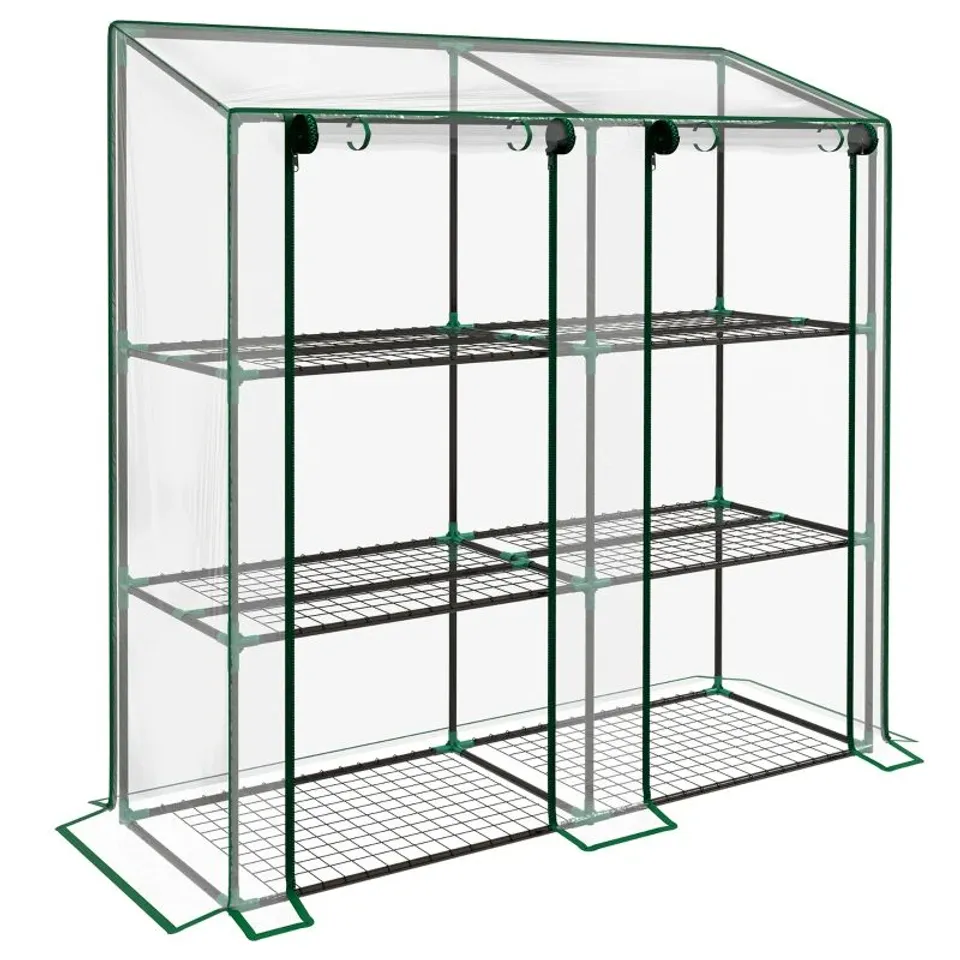 BOXED OUTSUNNY 46 X 143CM THREE-SHELF MINI GREENHOUSE - CLEAR (1 BOX)