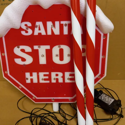 110CM SANTA STOP SIGN WITH MULTICOLOUR LIGHT