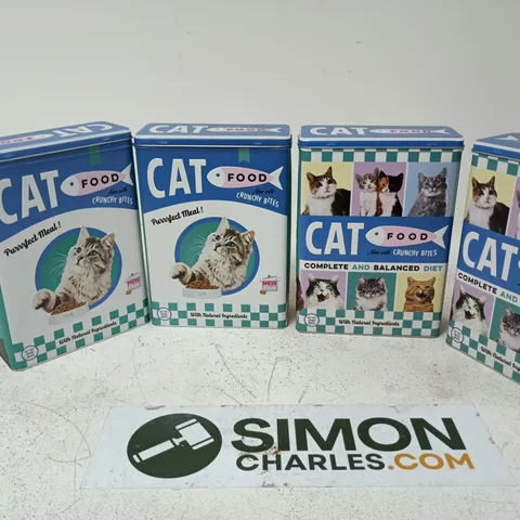 4X VINTAGE CAT FOOD STORAGE  TINS 