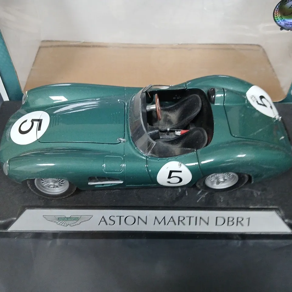 ASTON MARTIN DBR1 1:18 DIE-CAST MODEL CAR – GREEN, 50TH ANNIVERSARY BOXED DISPLAY