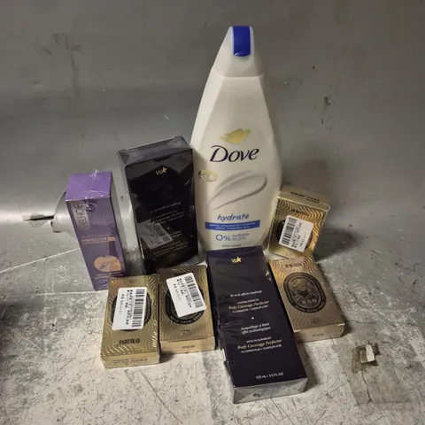 APPROXIMATELY 22 ASSORTED COSMETICS ITEMS TO INCLUDE DOVE HYDRATE BOD WASH, EELHOE BODY COVERAGE PERFECTER, COVERAGE WHITE HAIR, ETC