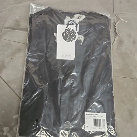 PRETTY GREEN STAMFORD CUBAN COLLAR SHIRT – BLACK – SIZE M