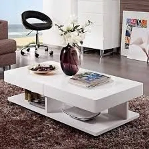 BRAND NEW BOXED VERONA EXTENDABLE HIGH GLOSS COFFEE TABLE - WHITE HIGH GLOSS (1 BOX)