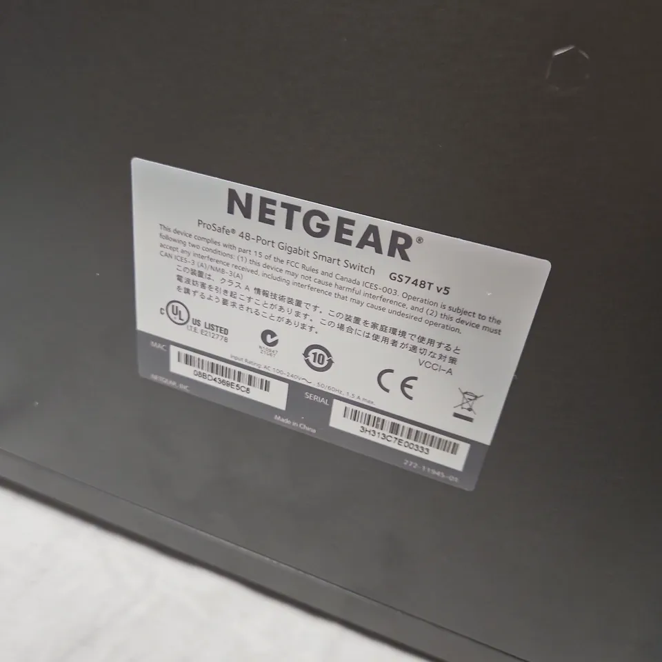 NETGEAR GS748T V5 PROSAFE 48-PORT GIGABIT SMART SWITCH
