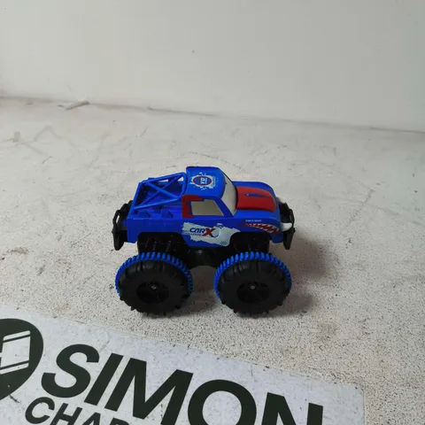 BLUE CAR X CHALLENGE MONSTER TRUCK TOY WITH OVERSIZED TYRES 