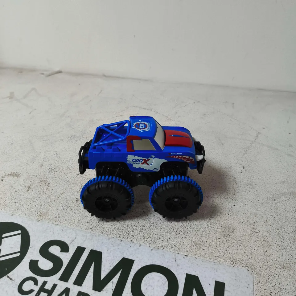 BLUE CAR X CHALLENGE MONSTER TRUCK TOY WITH OVERSIZED TYRES