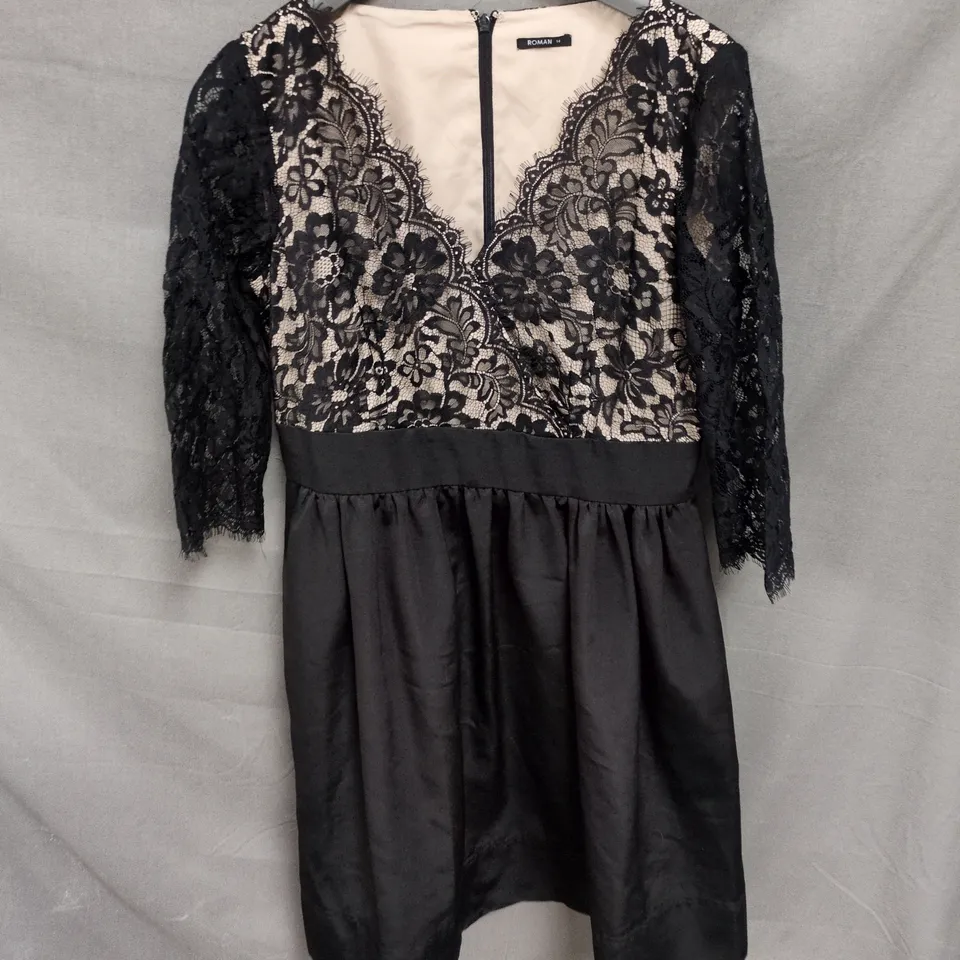 ROMAN LACE DRESS, BLACK, UK SIZE 14