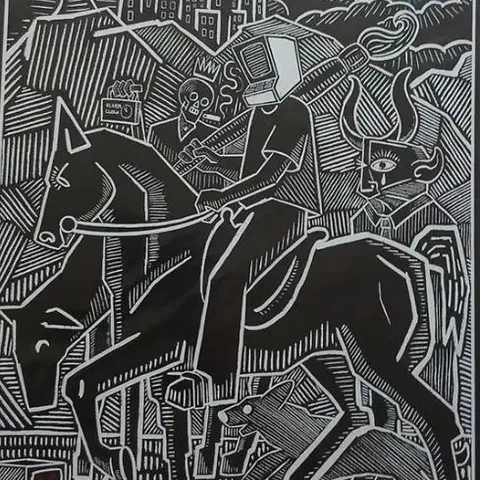 THE ARTIST, DEATH + THE DEVIL – LIMITED EDITION PRINT BY LEO BOYD (2/25)