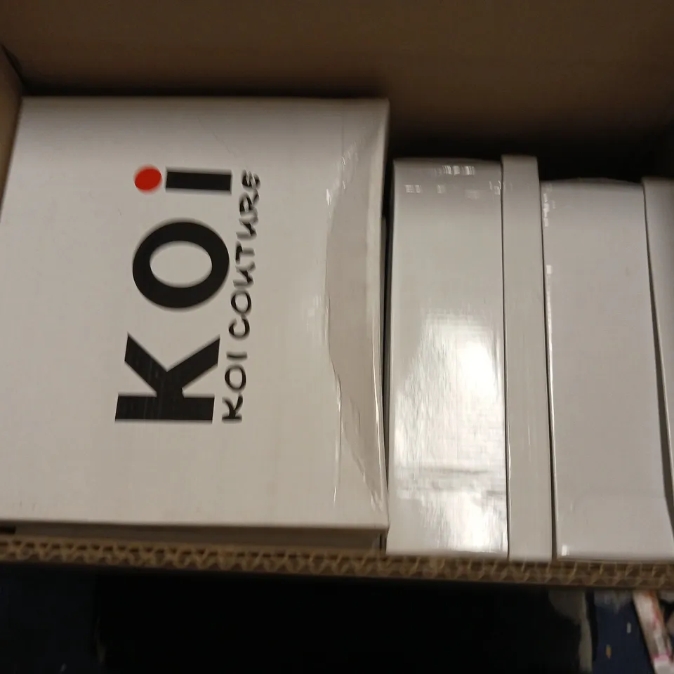 LOT OF 5 BOXED PAIRS OF KOI COUTURE WEDGE HEELED SHOES IN FUCHIA SATIN - VARIOUS SIZES