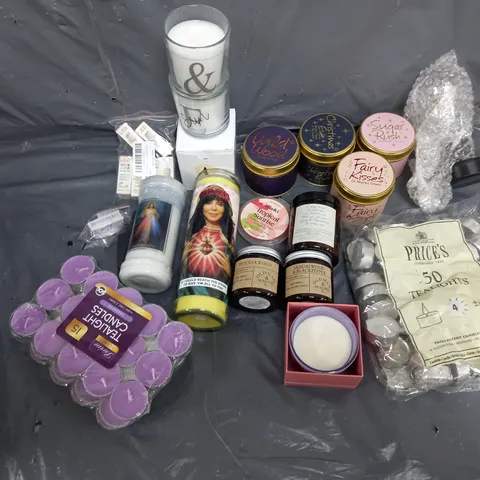 TOTE OF APPROXIMATELY 15 ASSORTED HOUSEHOLD ITEMS TOO INCLUDE TEALIGHTS, LED BULBS, AND CANDLES ETC.