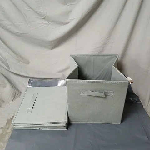 4 X CANVAS STORAGE BOXES WITH TOPS. FOLDABLE.