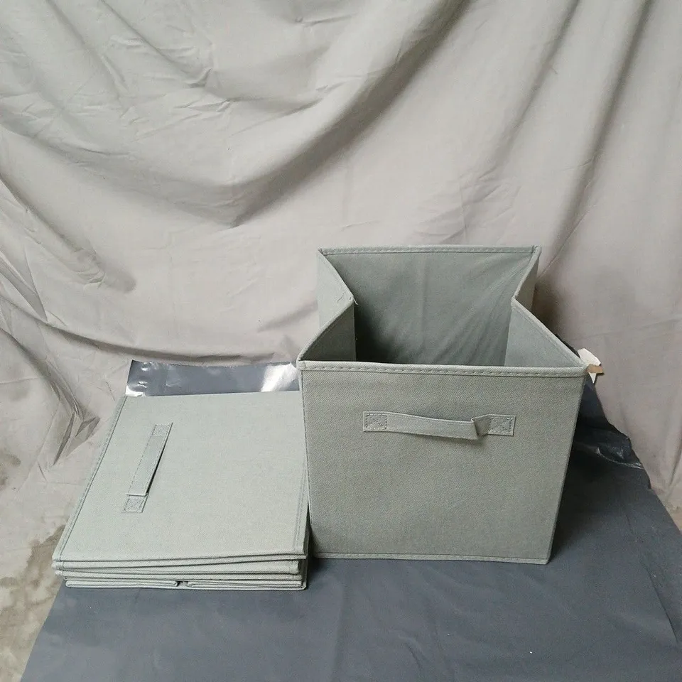 4 X CANVAS STORAGE BOXES WITH TOPS. FOLDABLE.