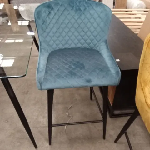 QUALITY DESIGNER VELVET DIAMOND PATTERN BAR STOOL - TEAL