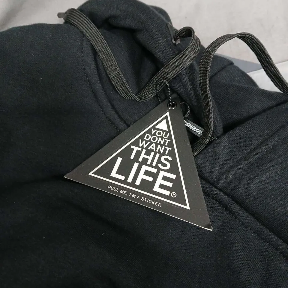 YOU DON'T WANT THIS LIFE PAINTER HOODIE – BLACK, SIZE S