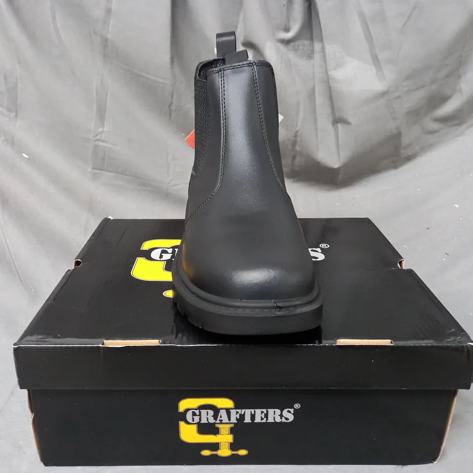 BOXED PAIR OF GRAFTERS GRINDER SAFETY TWIN GUSSET DEALER BOOTS IN BLACK UK SIZE 9
