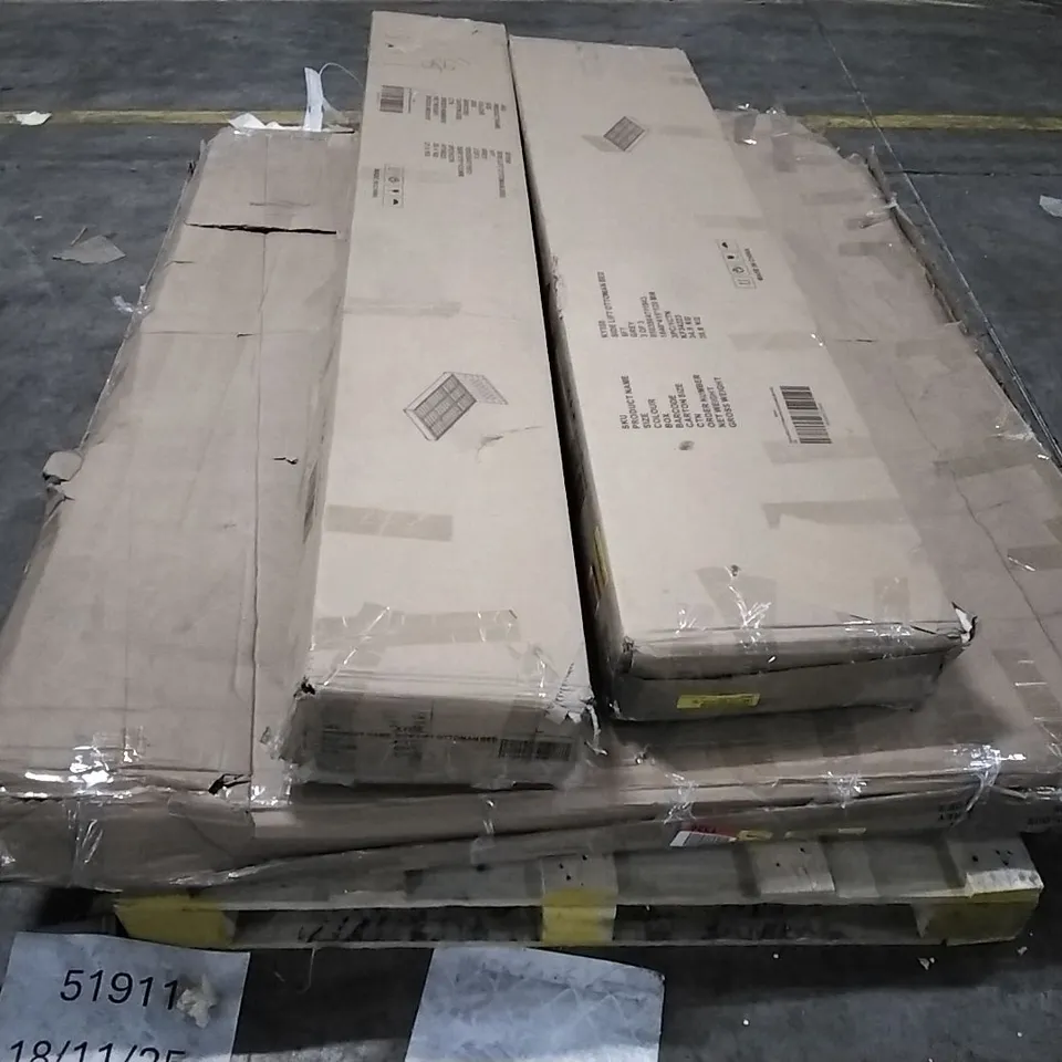 PALLET OF CAYUTA UPHOLSTERED OTTOMAN BED (3 BOXES)