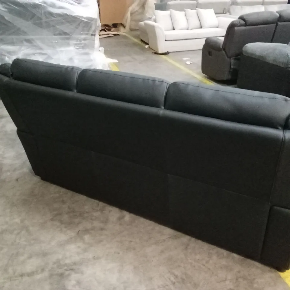 ALBION LUXURY FAUX LEATHER HIGH BACK 3 SEATER SOFA - BLACK RRP £599