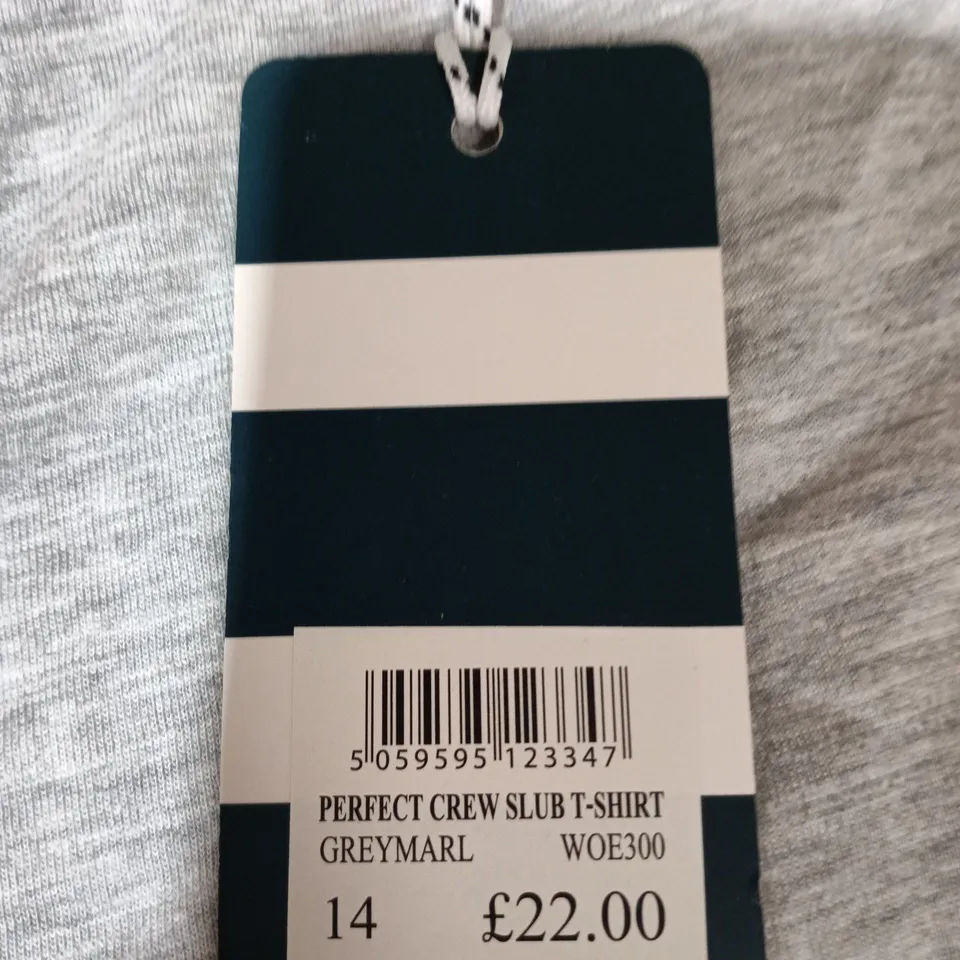 CREW CLOTHING COMPANY PERFECT CREW SLUB T-SHIRT – GREY MARL, UK 14 (WOE300)