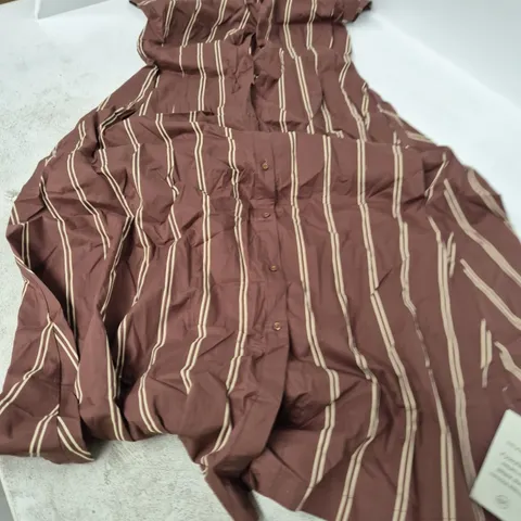 NOBODY'S CHILD JANE SHIRT DRESS – BROWN STRIPED, UK 12 (EU 40, USA 8)