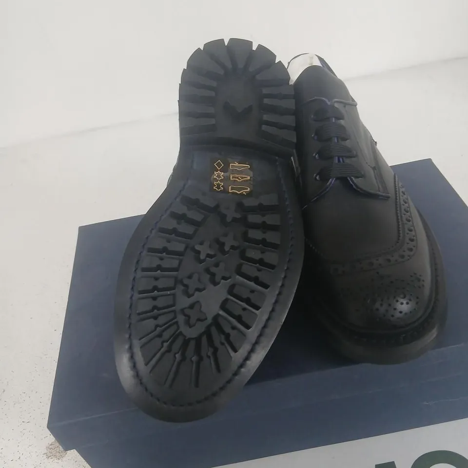 TRICKER'S X BURBERRY DERBY BROGUES – BLACK LEATHER, RUBBER SOLE, UK 4, BOXED