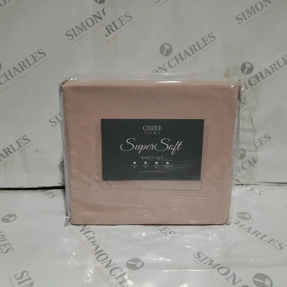 BOXED SUPERSOFT BY COZEE HOME FIITTED SHEETS IN ROSE SMOKE - DOUBLE 