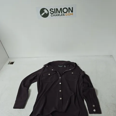 RUTH LANGSFORD UK 10 WOMEN'S BUTTON-FRONT SHIRT/JACKET – DARK PURPLE