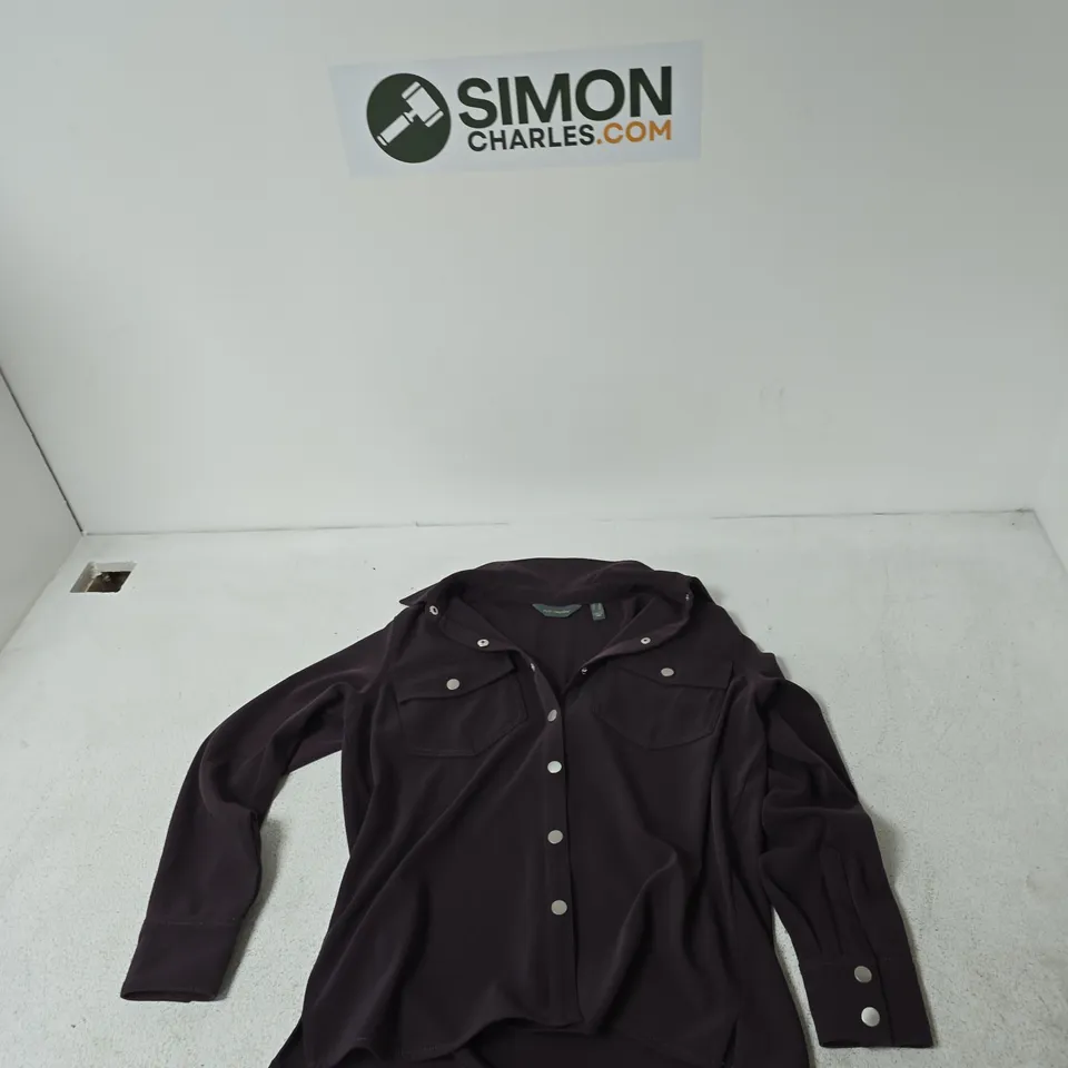 RUTH LANGSFORD UK 10 WOMEN'S BUTTON-FRONT SHIRT/JACKET – DARK PURPLE