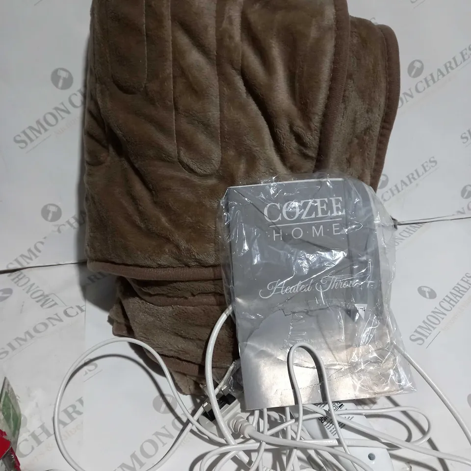 COZEE HOME HEATED BLANKET IN DARK TAUPE
