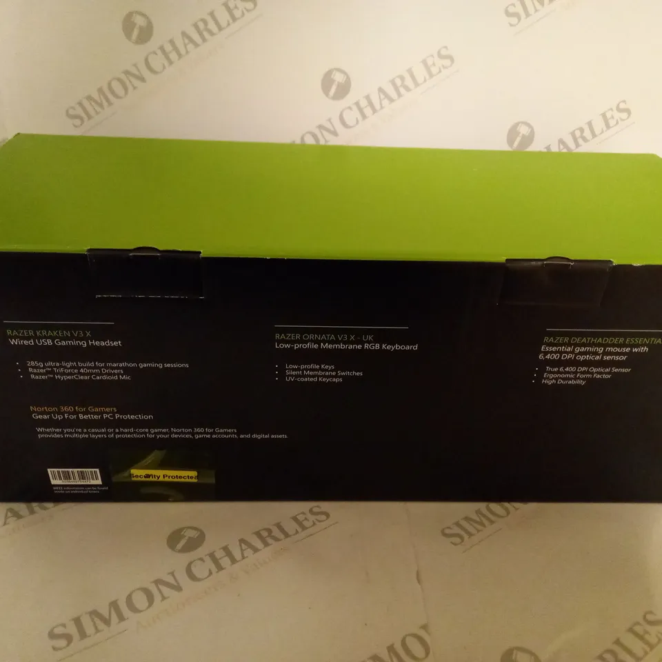 BRAND NEW BOXED GAMING BUNDLE 3 IN 1 TO INCLUDE RAZER KRAKEN V3 X WIRED USB GAMING HEADSET, RAZER ORNATA V3 X LOW PROFILE MEMBRANE  RGB KEYBOARD AND RAZOR DEATHADDER ESSENTIAL GAMING MOUSE