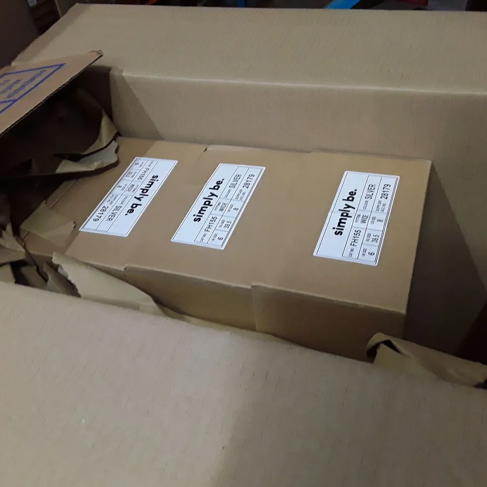 BOXED BRAND NEW SIMPLY BE DALLAS WIDE SHOES SIZE 6 SILVER COLOUR APPROXIMATELY 5 PAIRS