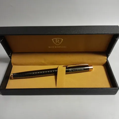 RUCKSTUHL STAINLESS STEEL LUXURY PEN IN GIFT BOX β BLACK & ROSE GOLD