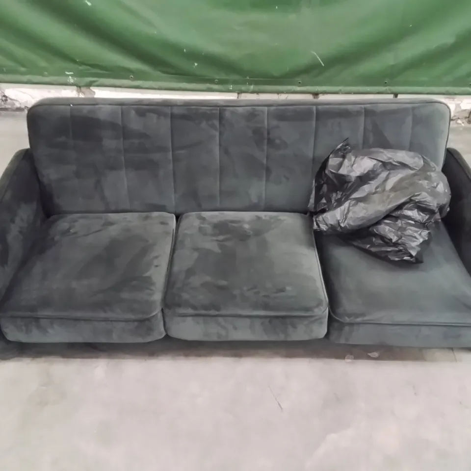 QUALITY DESIGNER 3 SEATER BLACK FABRIC UPHOLSTERED SOFA