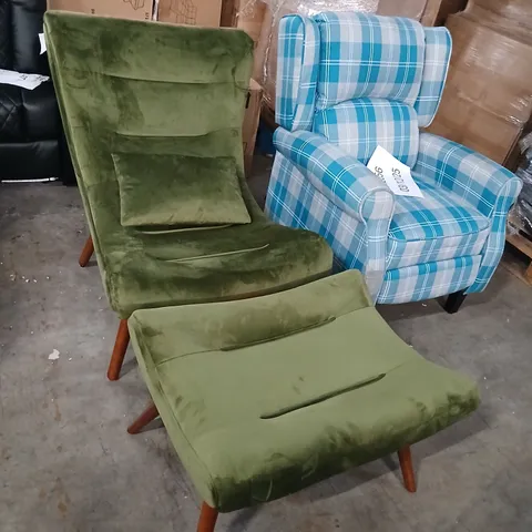 BERTITA LOUNGE CHAIR AND FOOTSTOOL SAGE GREEN
