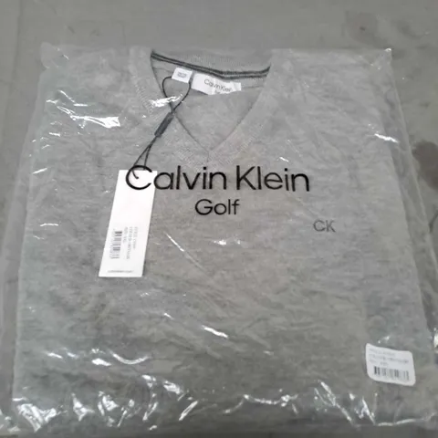 BAGGED CALVIN KLEIN GOLF KNITTED JUMPER IN GREY SIZE XXL