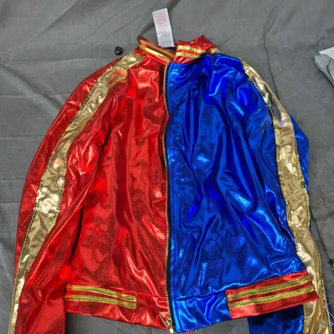 Harley Quinn Suicide Squad Costume Set – Daddy's Lil Monster top, red/blue satin jacket & belt (Size M)