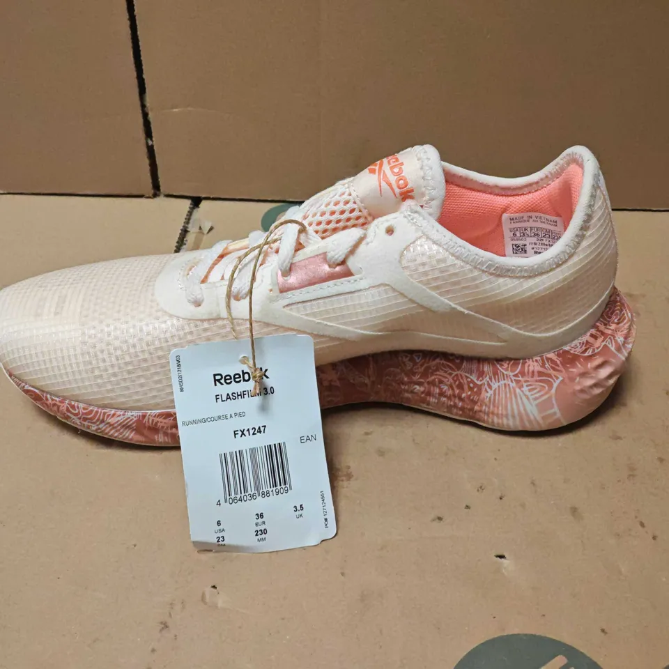 UNBOXED REEBOK FLASHFILM 3.0 RUNNING SHOES – WOMEN’S, PEACH/BLUSH, UK 3.5 (US 6, EU 36)
