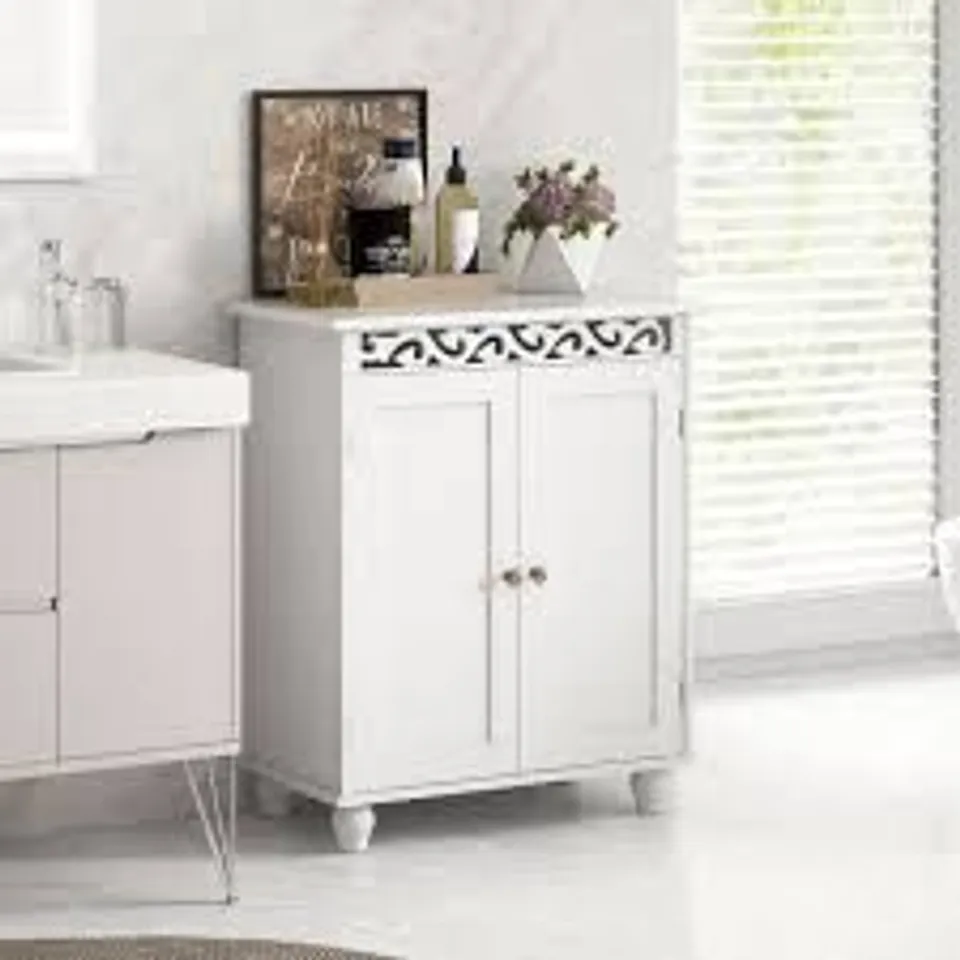 BOXED COSTWAY 2 DOOR WHITE BATHROOM FLOOR CABINET