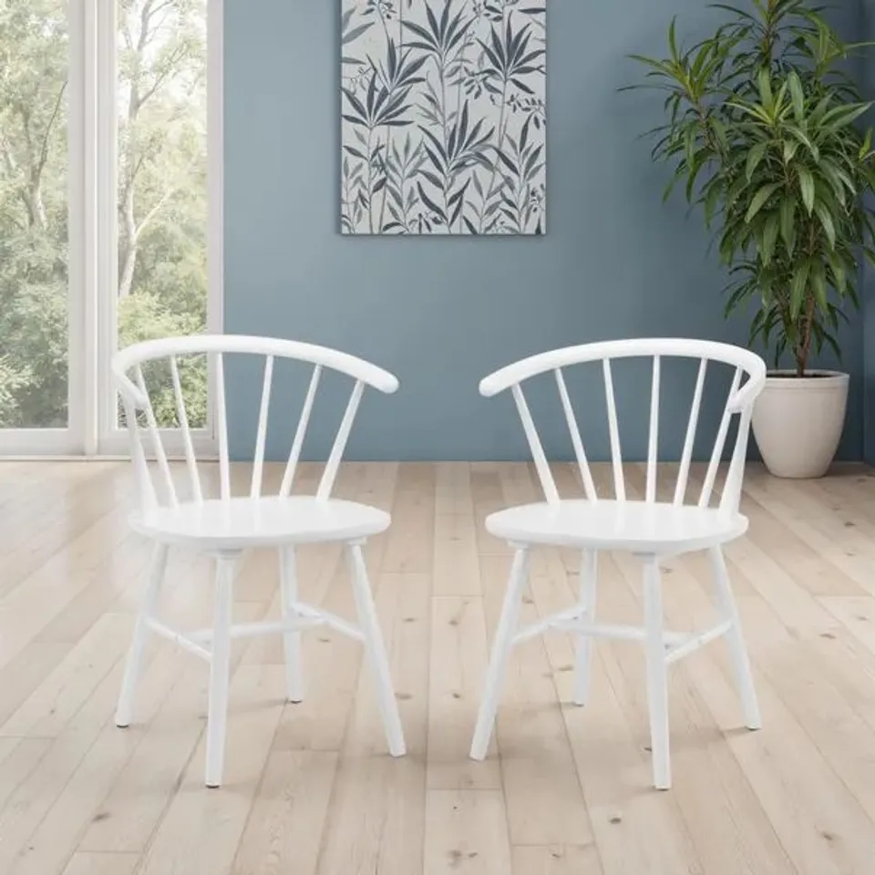 BOXED JULIAN BOWEN SET OF 2 MODENA DINING CHAIRS - WHITE (1 BOX)