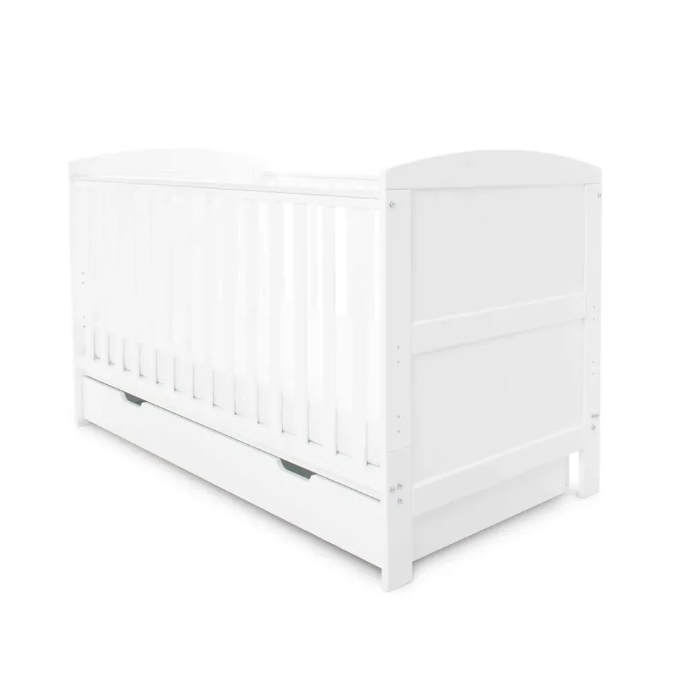 ICKLE BUBBA COLEBY CLASSIC COT BED & UNDER DRAWER - WHITE - COLLECTION ONLY 