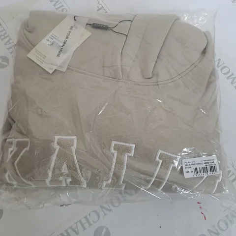 KAIIA SLOGAN OVERSIZE HOODIE IN STONE - SIZE 20