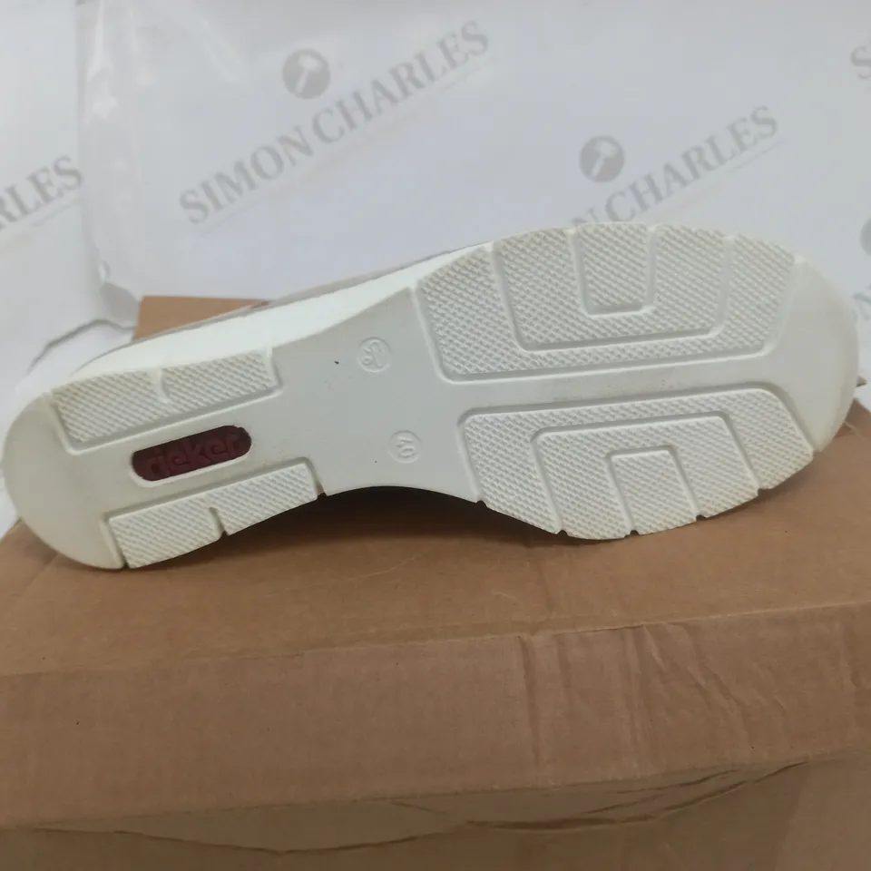 BOXED PAIR OF RIEKER TRAINERS IN TAUPE SIZE 7 1/2
