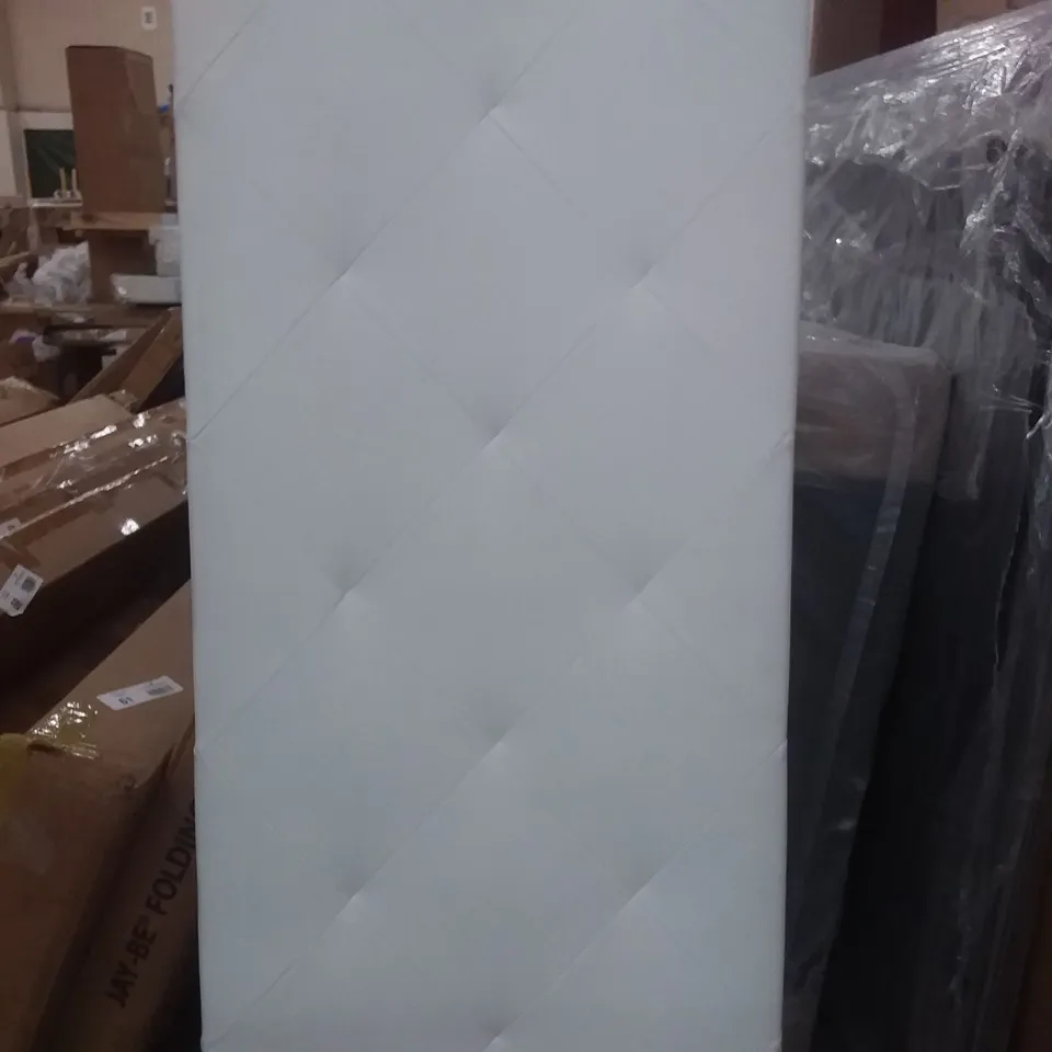 BOXED WHITE FAUX LEATHER HEADBOARD - 160  X 60 X 8